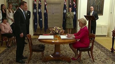 Tony Abbott sworn in as Australian PM