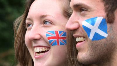 Flags painted on faces