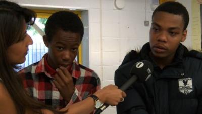 Myron and Diquan with Newsbeat reporter Nomia Iqbal