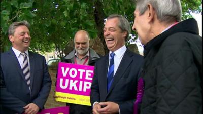 Nigel Farage with UKIP supporters in Essex