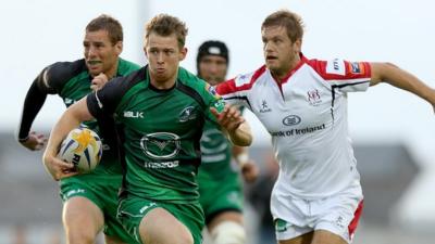 Action from Connacht against Ulster in the Pro12 at The Sportsground in Galway