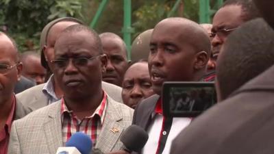 Interior Minister Joseph Ole Lenku briefing reporters