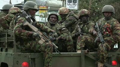 Kenyan military at the scene