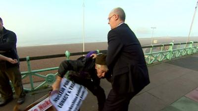 Iain Dale in a scuffle with a man on Brighton seafront