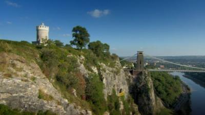 View of the Avon Gorge looking towards the Clifton Suspension Bridge