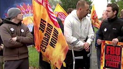 Firefighters picketing in Middlesbrough