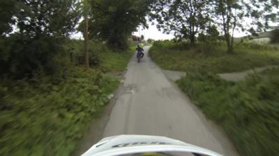 Motorbike on country road