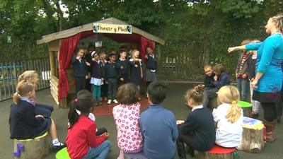 Youngsters perform a play