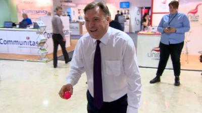 Ed Balls votes in Daily Politics mood box