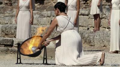 Olympic flame lit in Greece