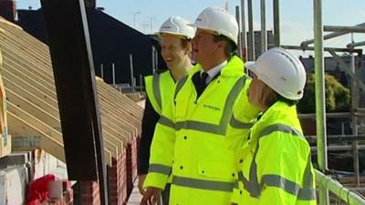 David Cameron on a new homes building project