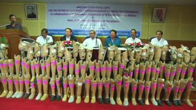Artificial limbs provided by the Thai and Bangladeshi governments