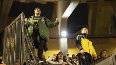 An Argentinean football fan shouting.