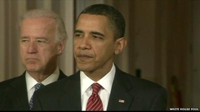 President Obama addressing the White House