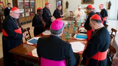 Pope Francis holds talks with a special group of cardinals