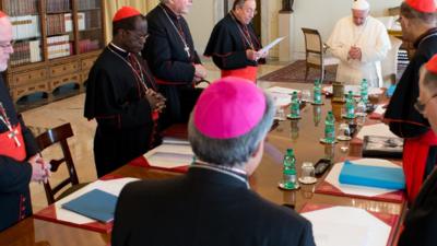 Pope Francis holds talks with a special group of cardinals