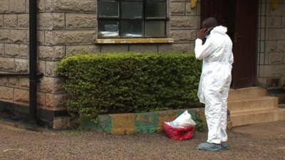 A worker at a Nairobi City Morgue, where the bodies of victims of the Westgate Mall terrorist attack have been brought