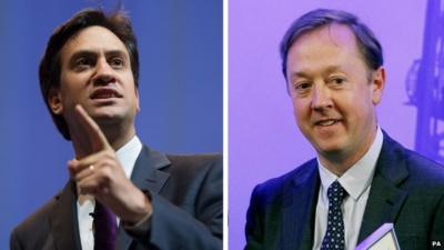 Ed Miliband (L) & Geordie Greig (R)