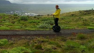 Icelandic man on a two-wheeled electric vehicle