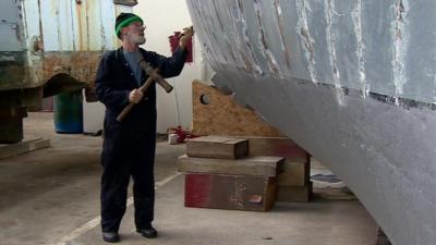 Trevor Gray building a boat