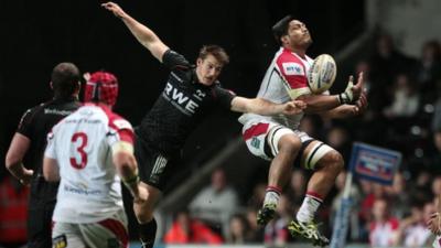 Match action from Ospreys against Ulster in the Pro12