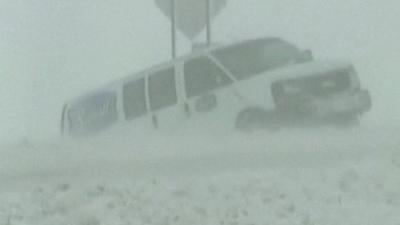 Van stuck in snow