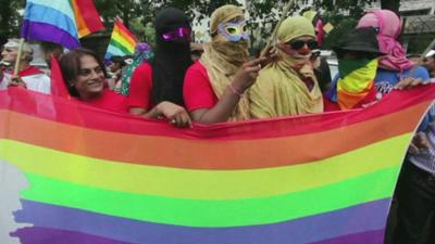 Members of the LGBT community at the Pride March in Gujarat