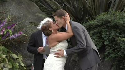 Couple, just married in California