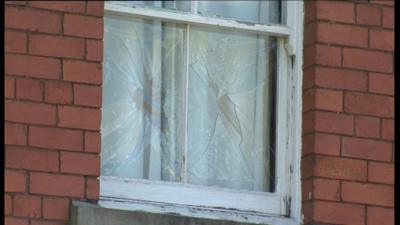 Windows damaged by the explosions