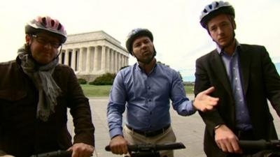 French tourists at Lincoln Memorial