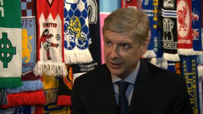 Arsene Wenger speaking at the Four Four Jew exhibition at the Jewish Museum in London.