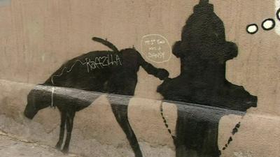 Banksy's mural of a dog and fire hydrant appeared in New York on 3 October