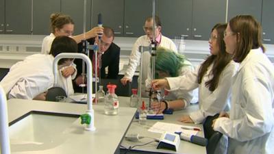 Students carrying out experiment