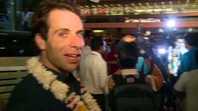 Mark Beaumont arrives in New Delhi