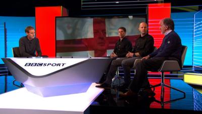 Michael Owen, Danny Mills and Mark Lawrenson with Dan Walker