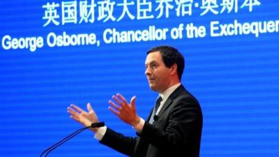 George Osborne delivers his speech at Peking University in Beijing on October 14