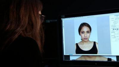 Sarah Brimley retouching Tulip Mazumdar