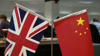 Chinese and Union flags