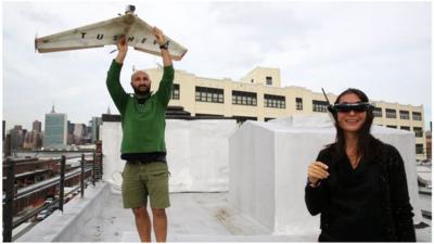 Georgi and Nina Tushev with a homemade drone