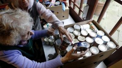 Volunteers at food bank in south London