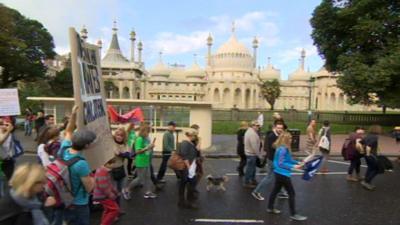 Striking teachers in Brighton