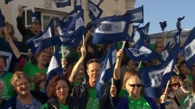 Striking teachers in Worthing, West Sussex