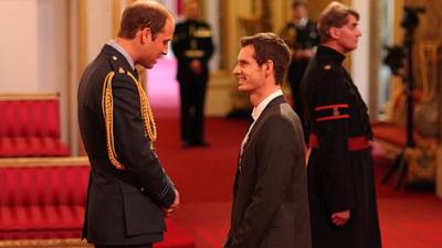 Andy Murray receives his OBE medal from the Duke of Cambridge, during a ceremony at Buckingham Palace.