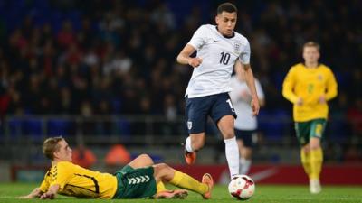 Ravel Morrison playing for England U21 against Lithuania.