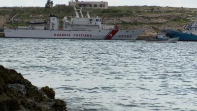 Coastguard ship in Mediterranean Sea