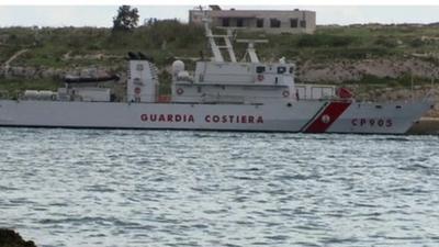 Coastguard ship in Mediterranean Sea