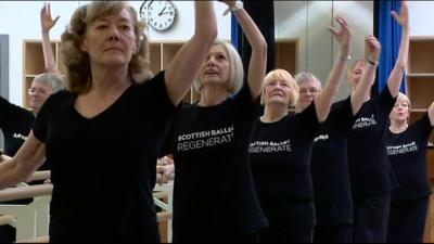 Pensioners practicing ballet