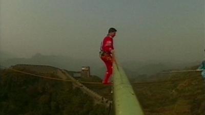 Great Wall of China tightrope walk