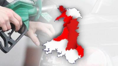 Fuel pump and Wales map