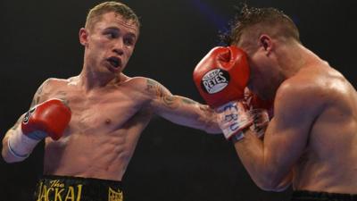 Belfast's Carl Frampton on his way to victory over French opponent Jeremy Parodi